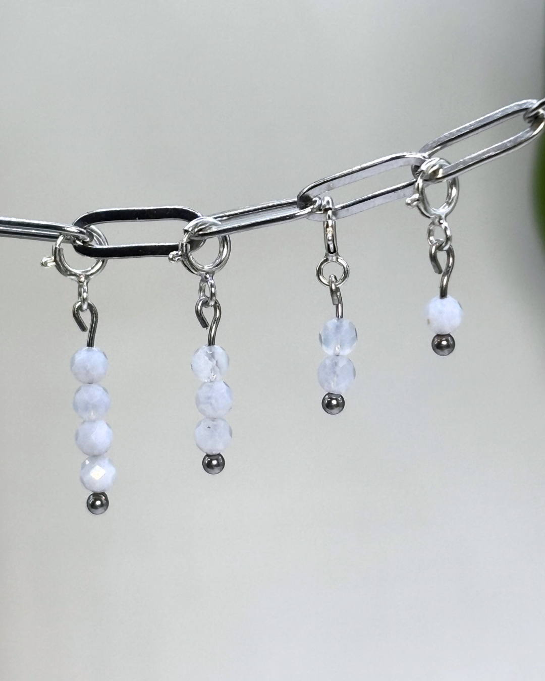 Blue Lace Agate Crystal Clips