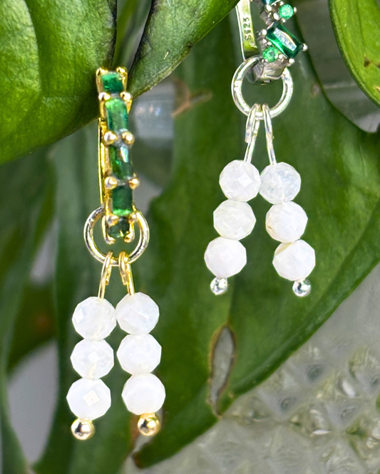 Moonstone Triple Stacked Charms Pair