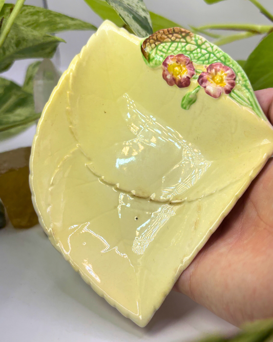 Yellow Carltonware Corner Trinket Dish Primula Florals