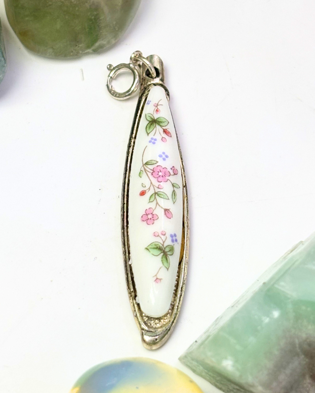 Pink Paper Flowers Teardrop Spoon Charm