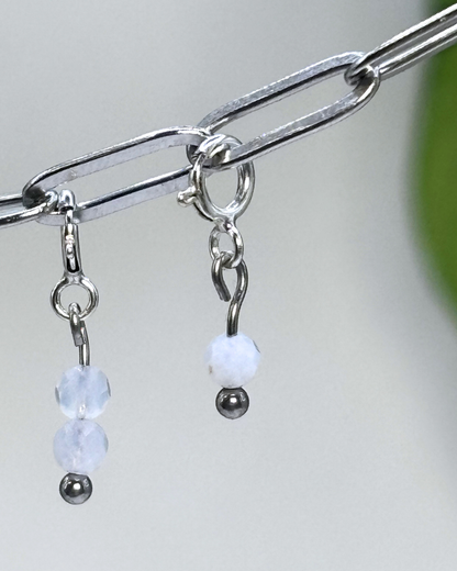 Blue Lace Agate Crystal Clips