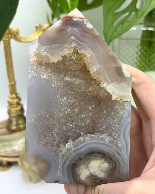 XL Druzy Flower Agate Tower
