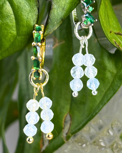 Aquamarine Triple Stacked Charms Pair