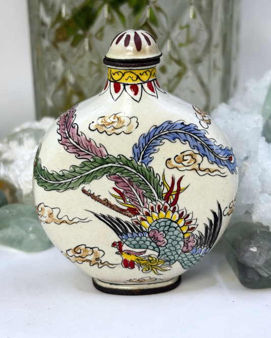 Mini Cloisonne Chinese Dynasty Bronze Dragon Snuff Bottle Antique