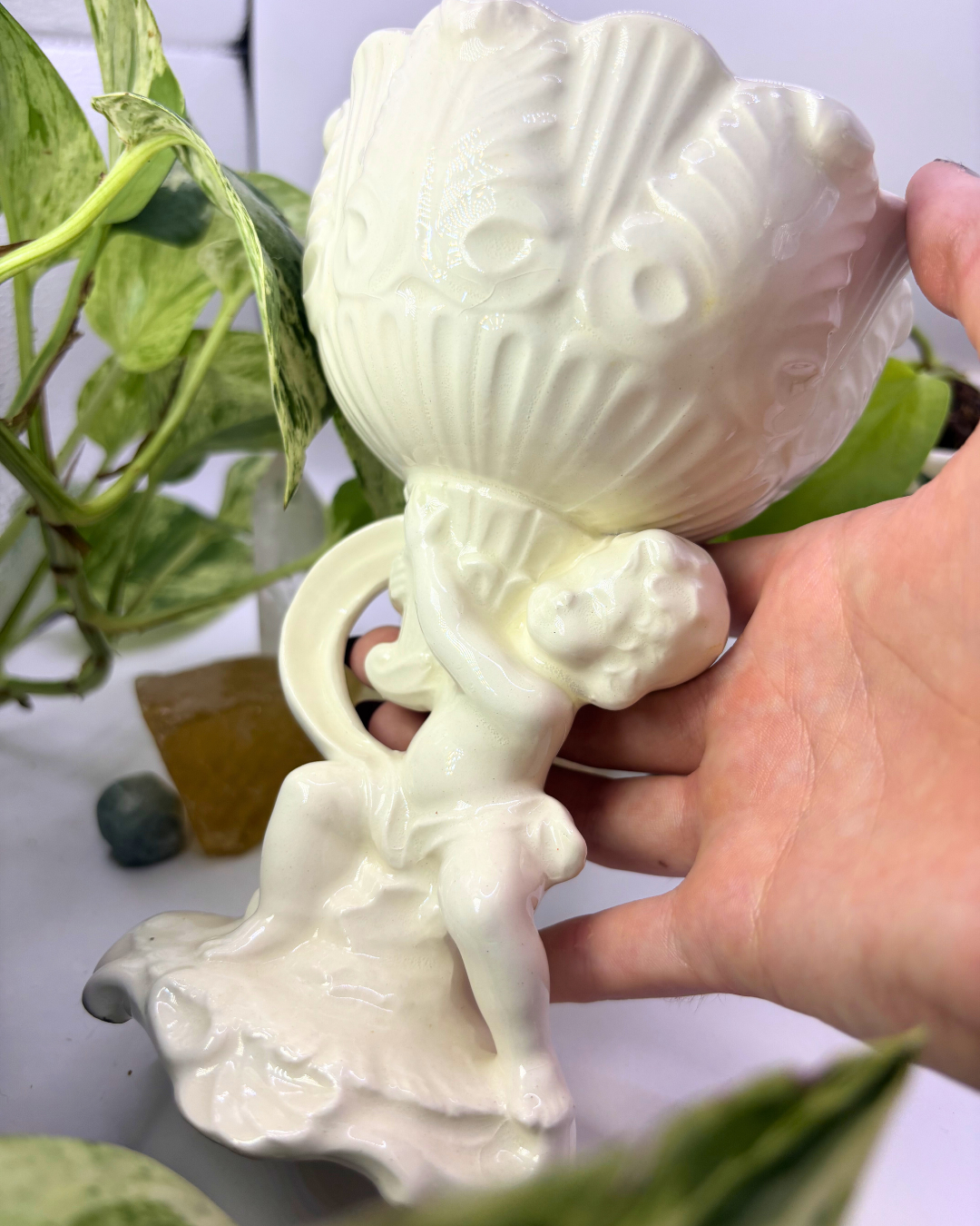 Large Cherub Porcelain Vase