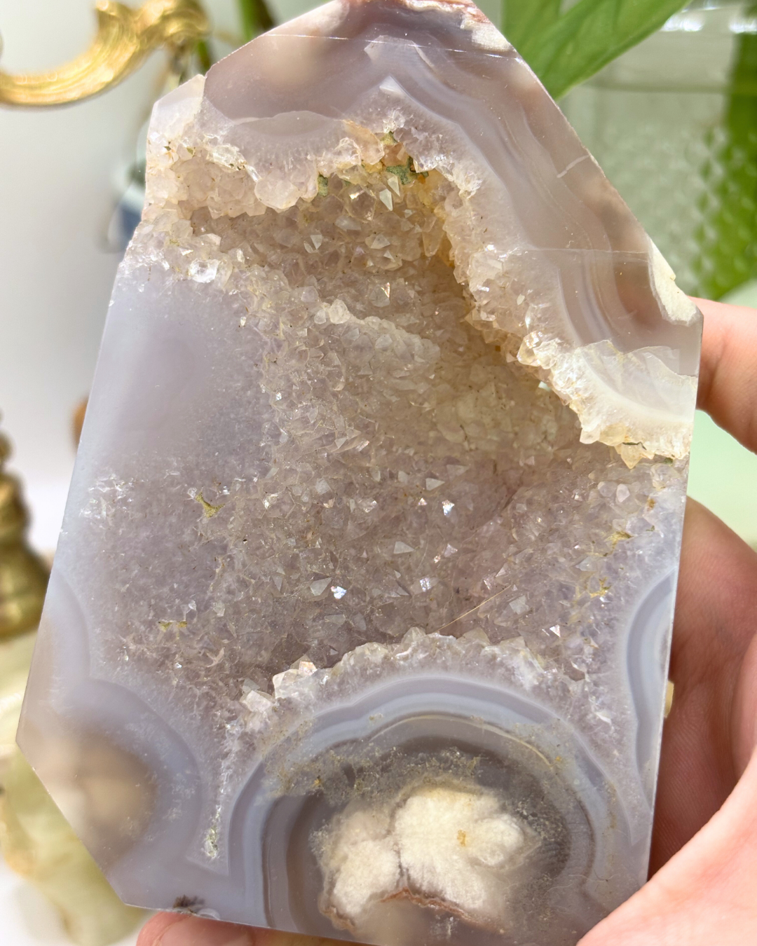 XL Druzy Flower Agate Tower