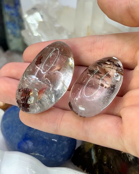 Flashy Garden Quartz Palm Stone Pair
