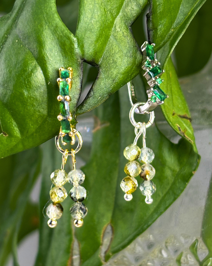 Prehnite Triple Stacked Charms Pair