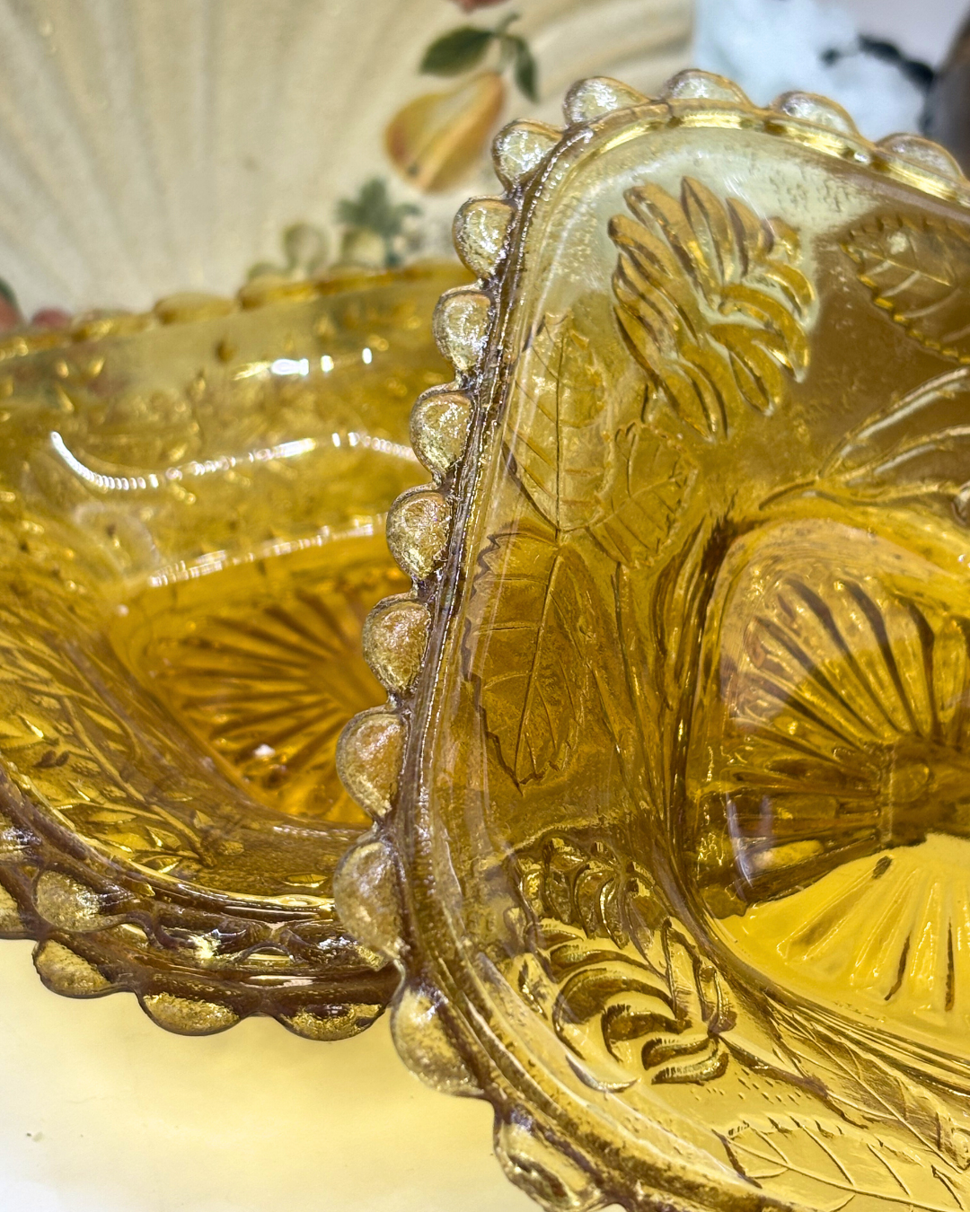 Amber Depression Glass Trinket Dish