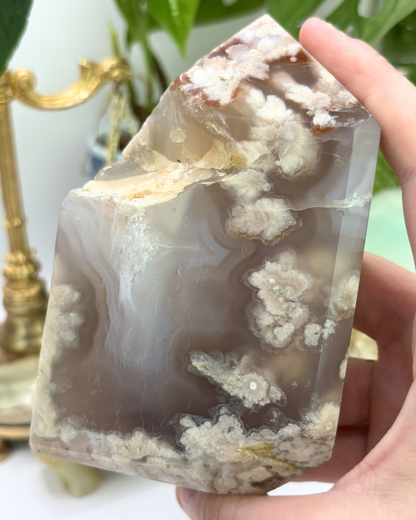 XL Druzy Flower Agate Tower