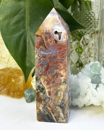 XL Druzy Crazy Lace Agate Tower
