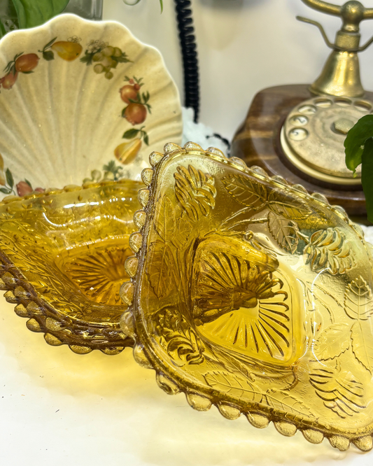 Amber Depression Glass Trinket Dish