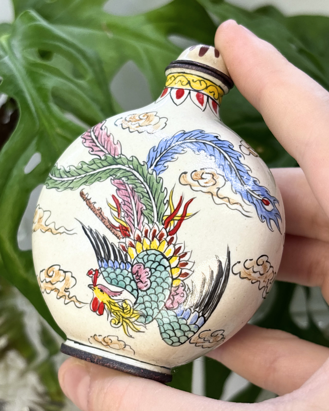 Mini Cloisonne Chinese Dynasty Bronze Dragon Snuff Bottle Antique