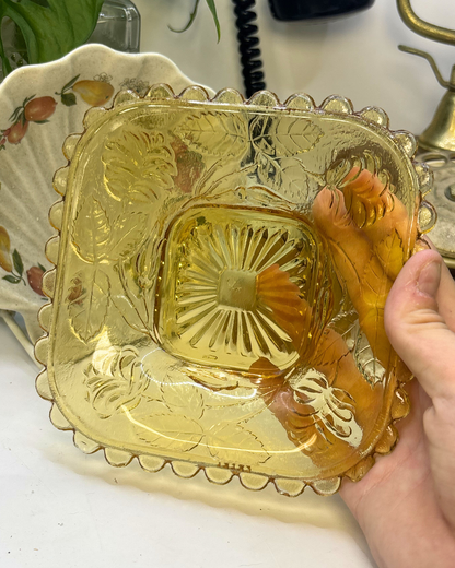 Amber Depression Glass Trinket Dish