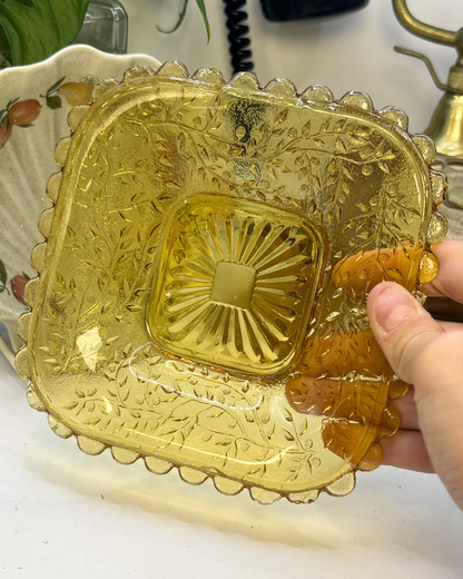 Amber Depression Glass Trinket Dish
