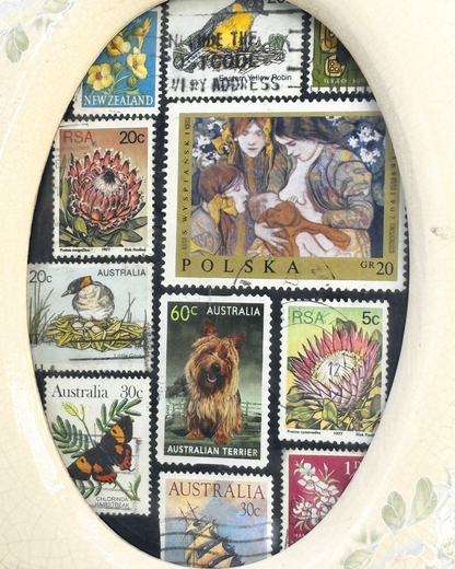 One with Nature Porcelain Frame Vintage Stamp Frame