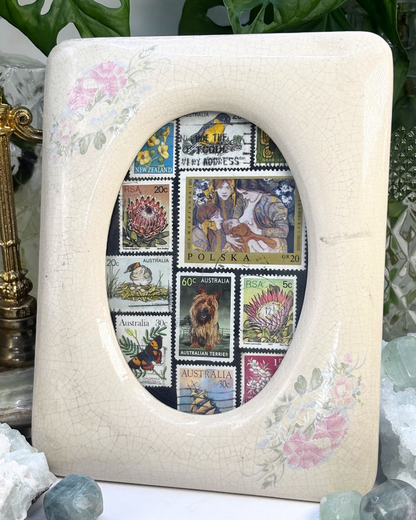 One with Nature Porcelain Frame Vintage Stamp Frame