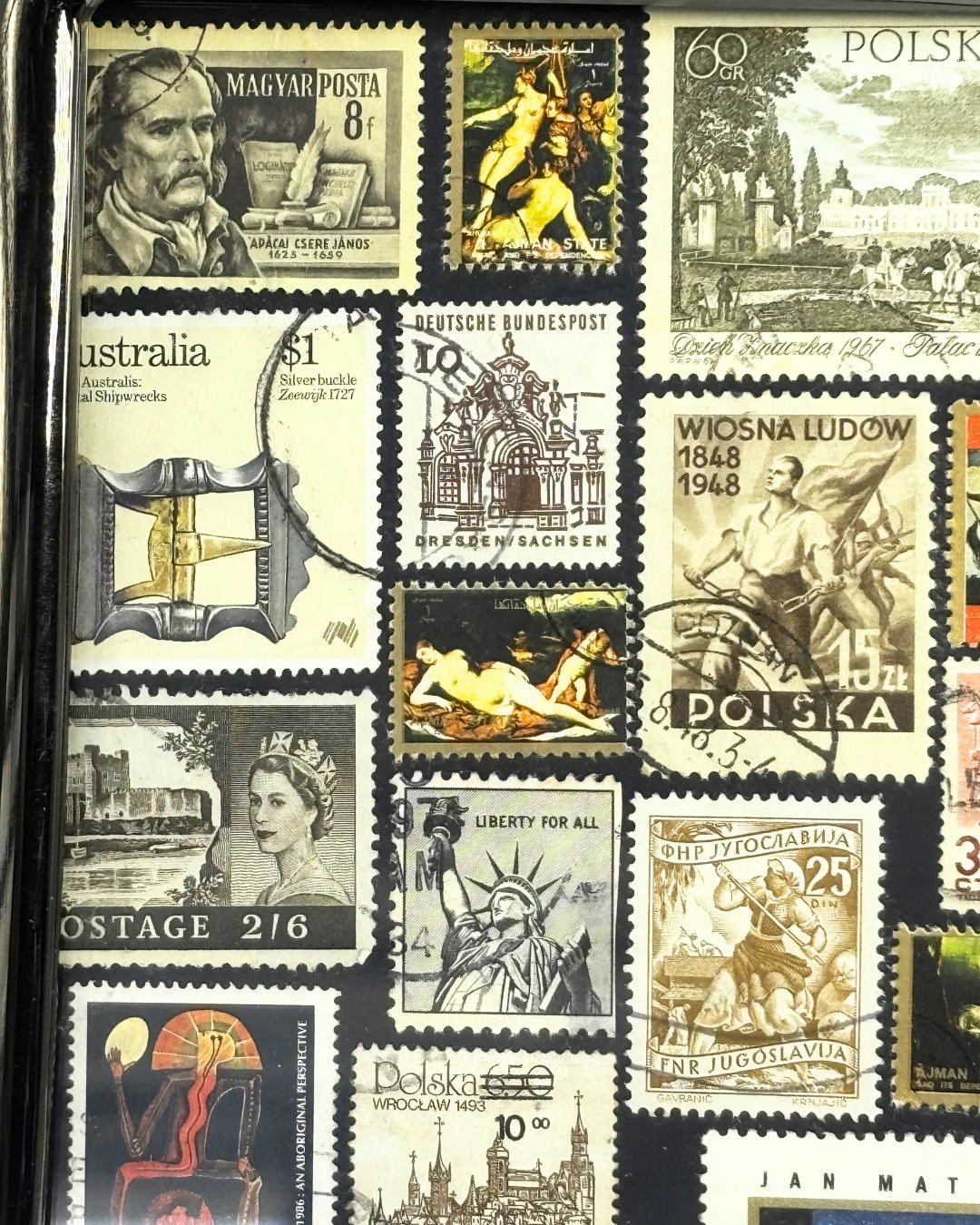 Dark Academic Gothic Gunmetal Vintage Stamp Frame
