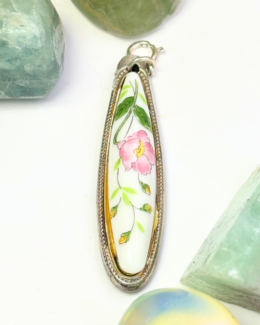 Pink Rose Teardrop Spoon Charm