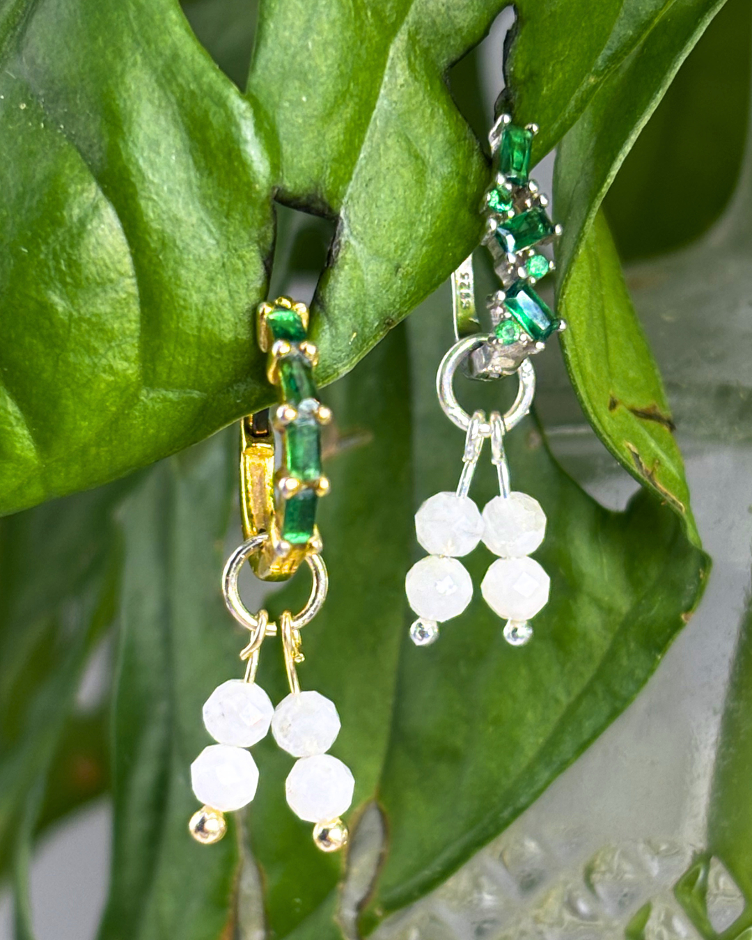 Moonstone Double Stacked Charms PAIR