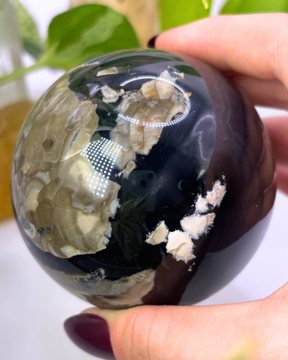 Large Druzy Volcanic Agate Sphere