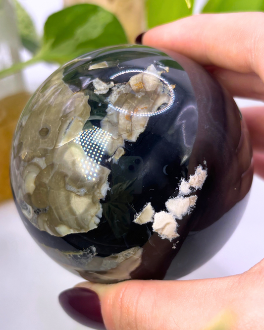 Large Druzy Volcanic Agate Sphere