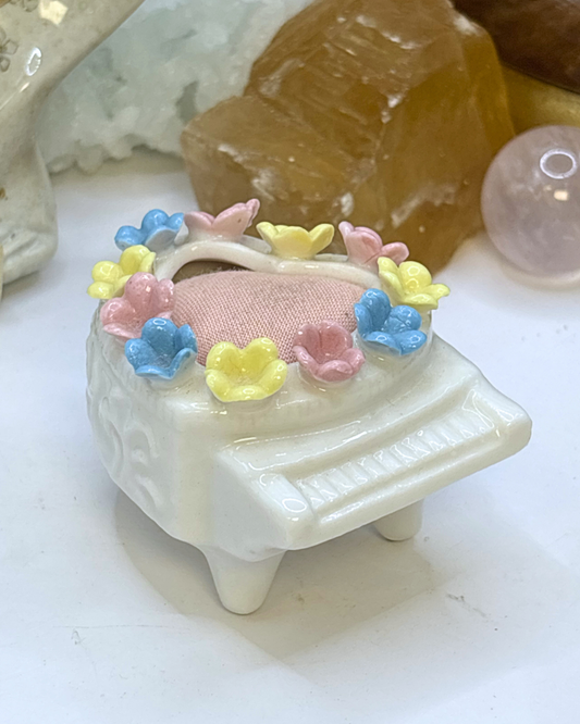 Mini Floral Piano Trinket Box