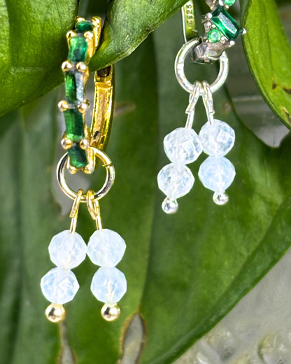 Aquamarine Double Stacked Charms PAIR