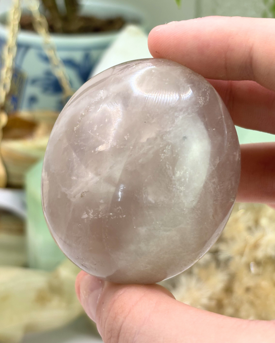 Blue Rose Quartz Palm Stone