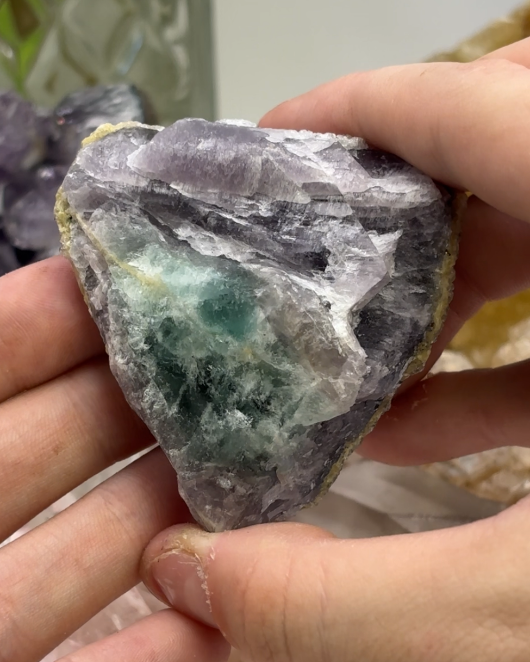 Quartz on Fluorite Specimen