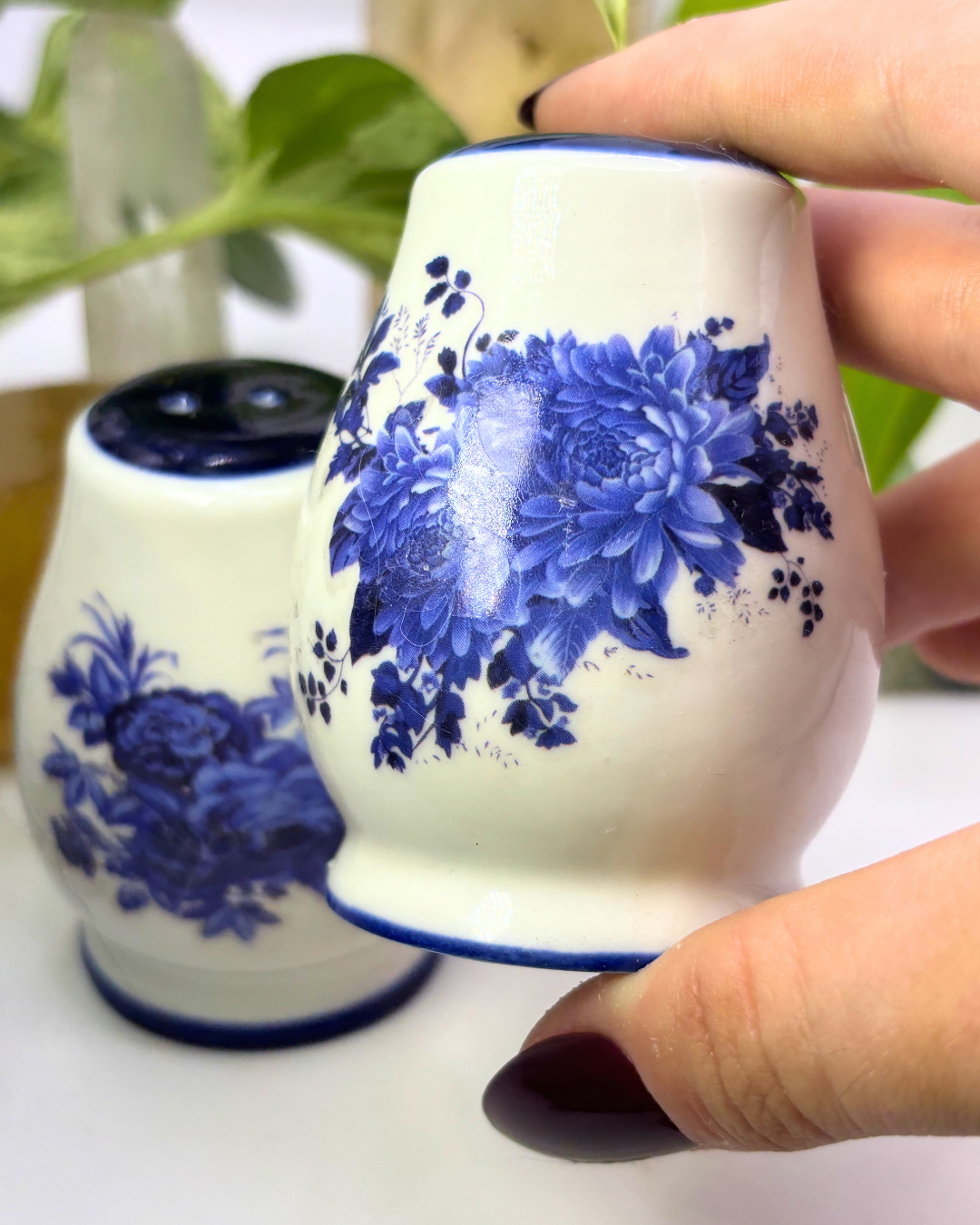 Porcelain Blue Salt & Pepper Shakers