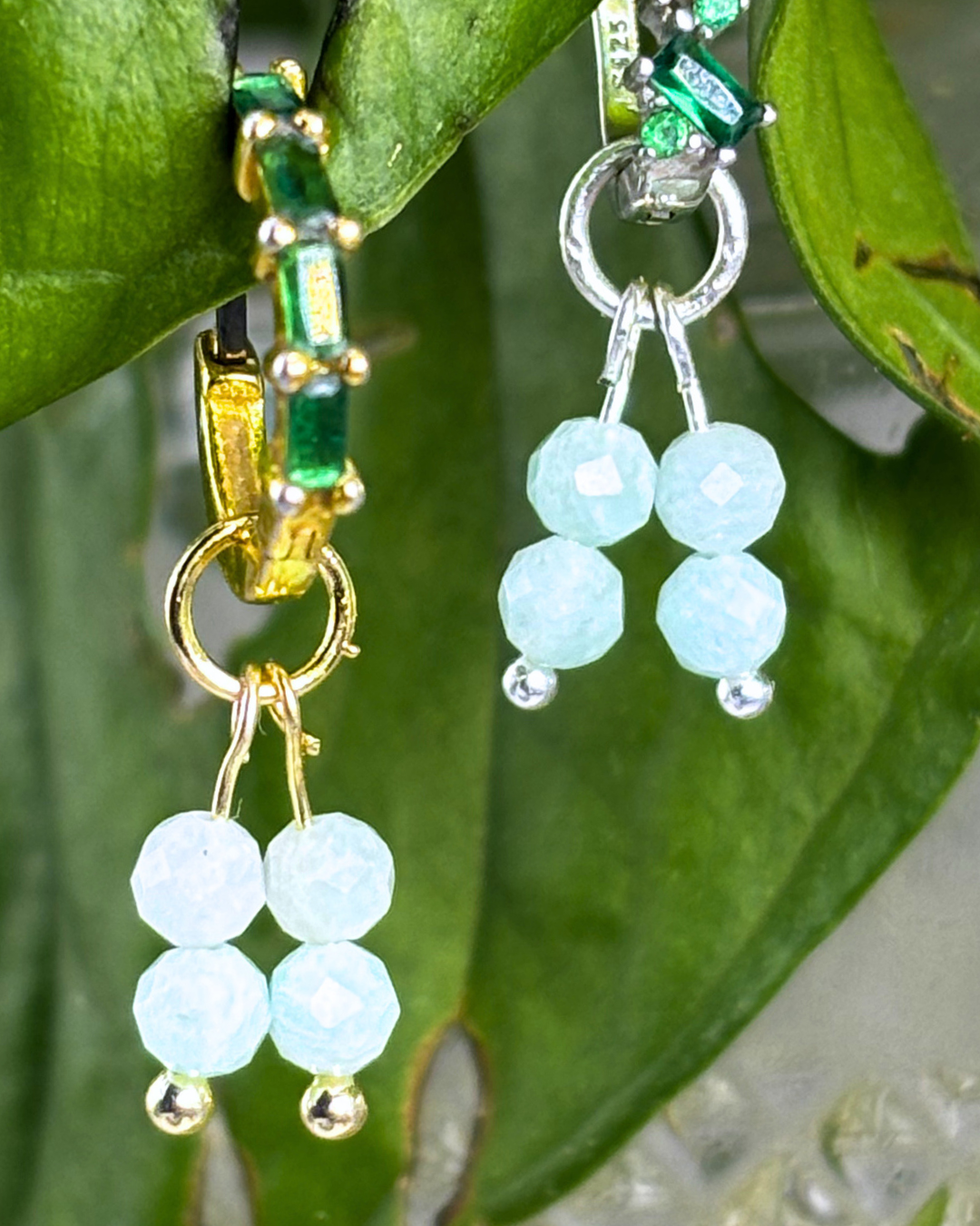Amazonite Double Stacked Charms PAIR