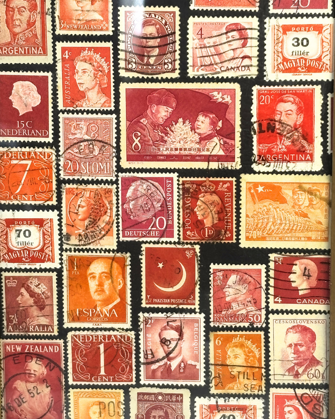 Warm Tones Brass Vintage Stamp Frame