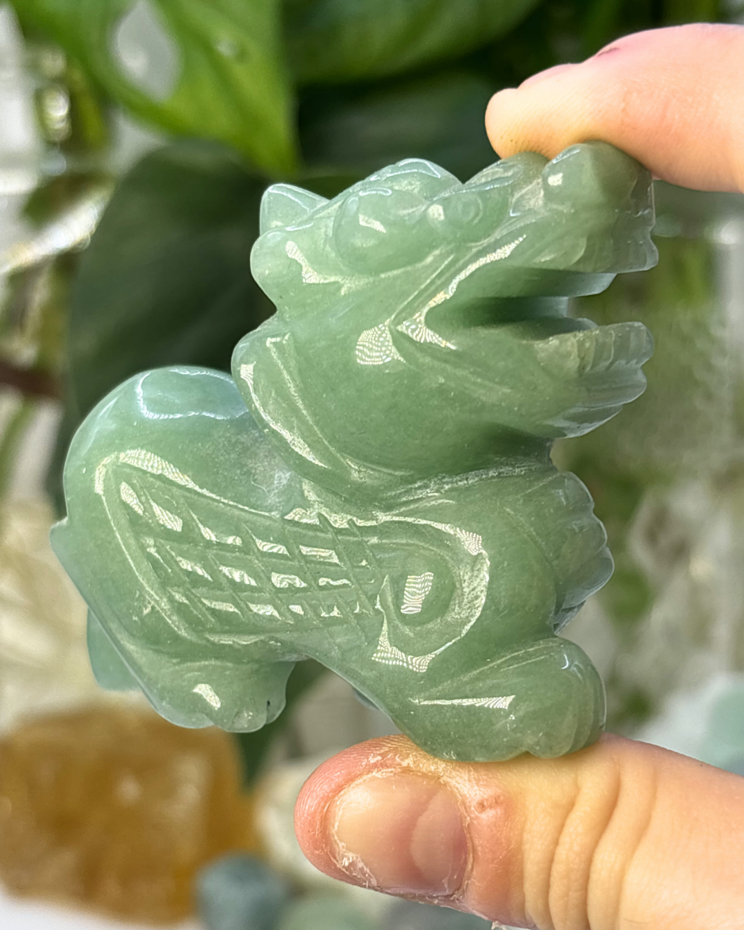 Green Aventurine Chinese Dragon Carving