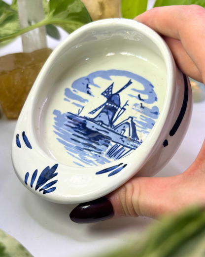 Porcelain Delft Blue Hat Shaped Trinket Dish