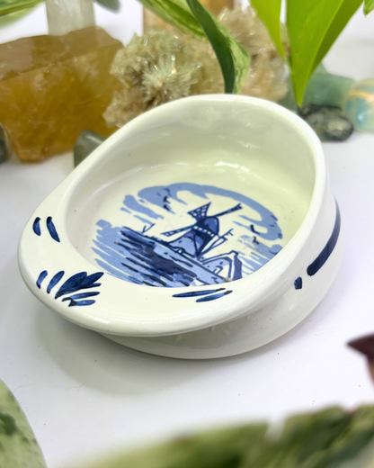 Porcelain Delft Blue Hat Shaped Trinket Dish