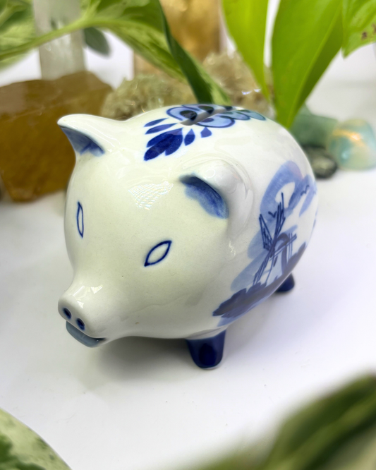 Porcelain Delft Blue Piggy Bank