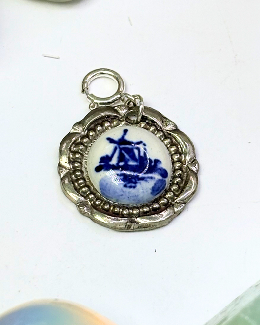 Mini Delft Windmill Porcelain Spoon Charm