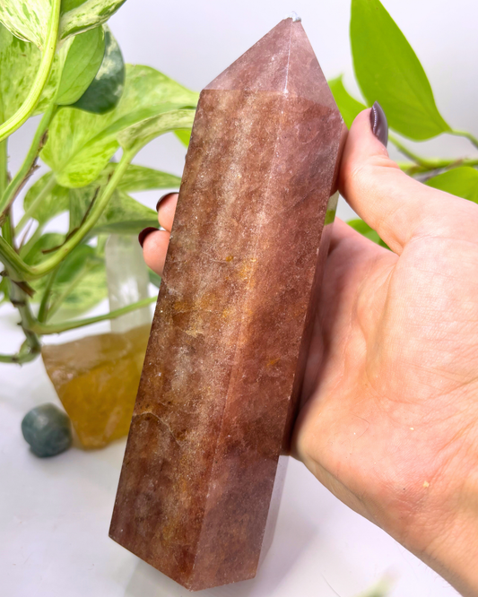 Large Strawberry Quartz Tower