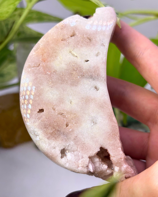 Druzy Large Pink Amethyst Moon