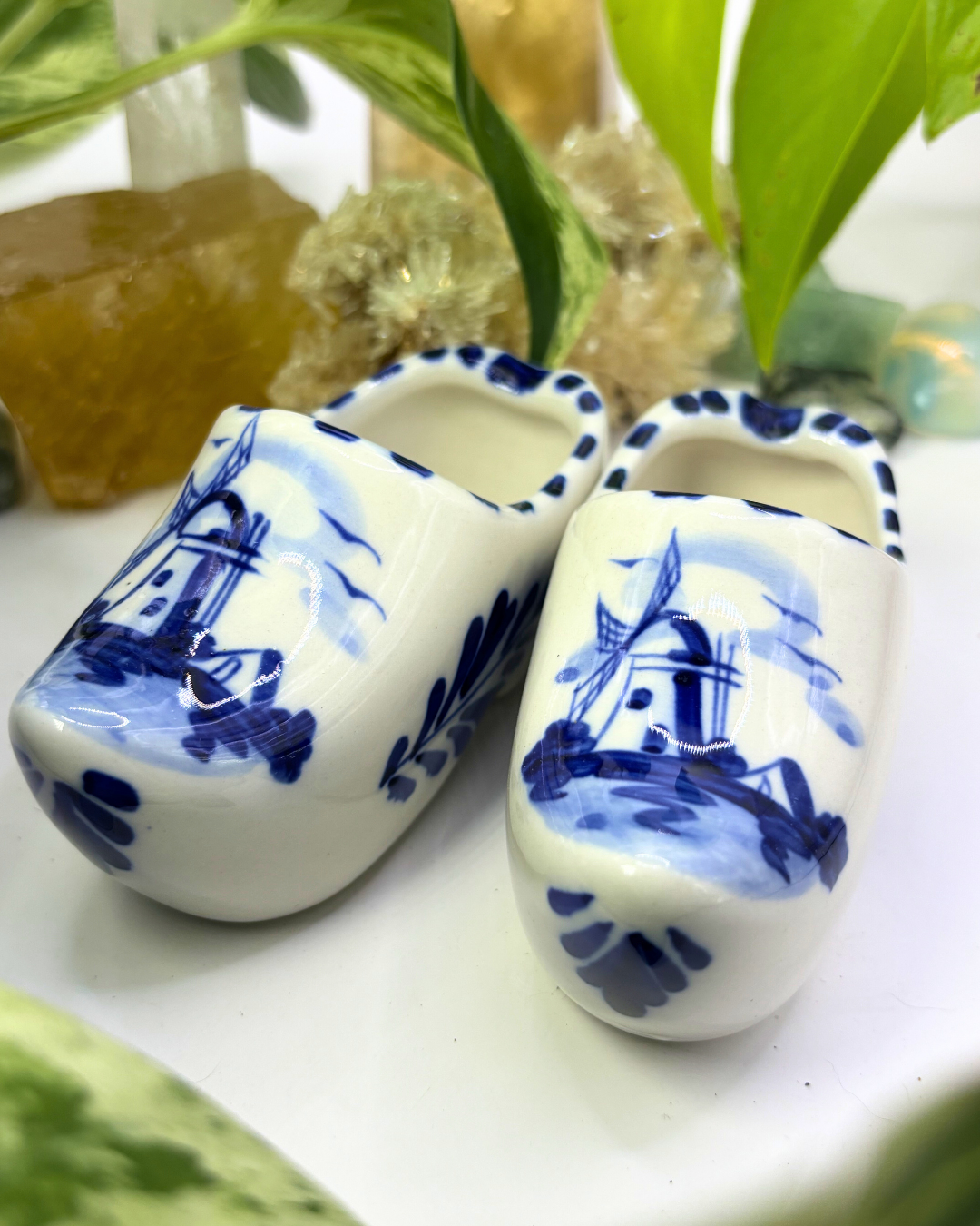 Porcelain Delft Blue Clog Ashtray Set 2