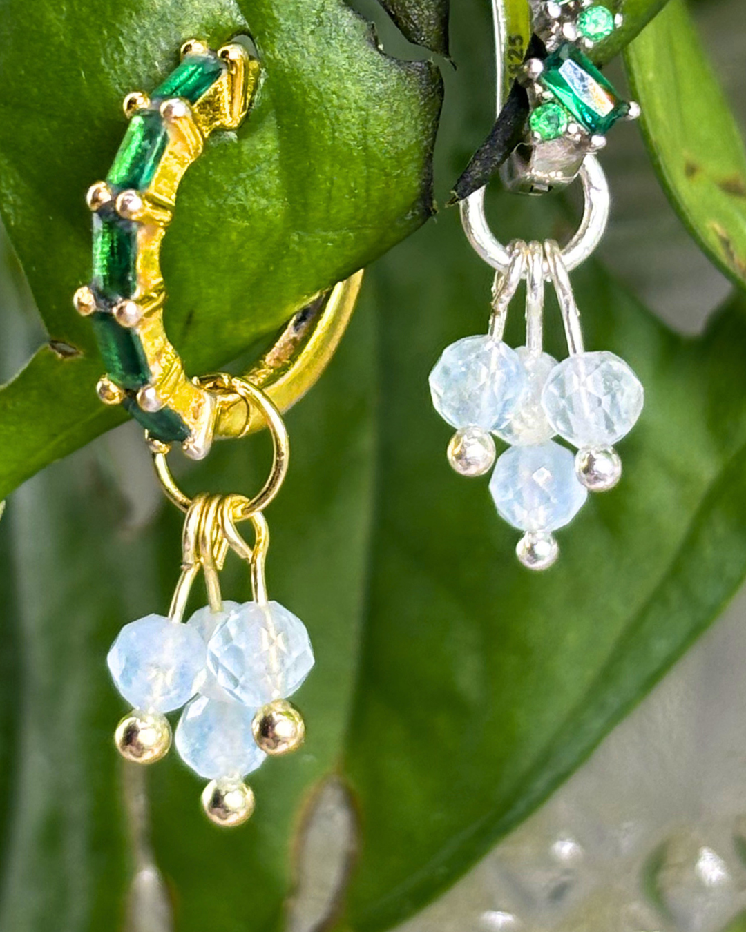 Aquamarine Single Sparkle Charm PAIR