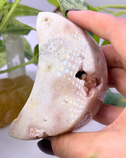 Druzy Large Pink Amethyst Moon