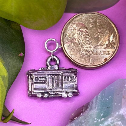Large Silver Vintage Tram 2D Charm
