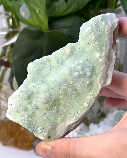 Green Aragonite with Azurite Specimen