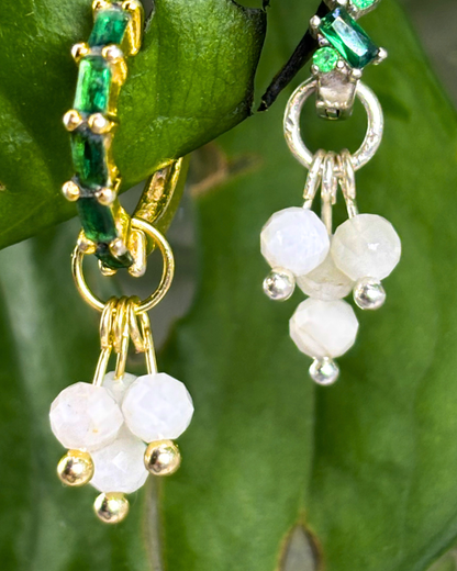 Moonstone Single Sparkle Charm PAIR