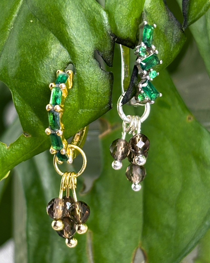 Smokey Quartz Single Sparkle Charm PAIR