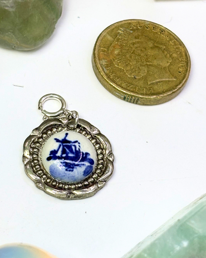 Mini Delft Windmill Porcelain Spoon Charm