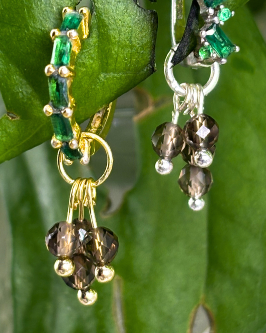 Smokey Quartz Single Sparkle Charm PAIR