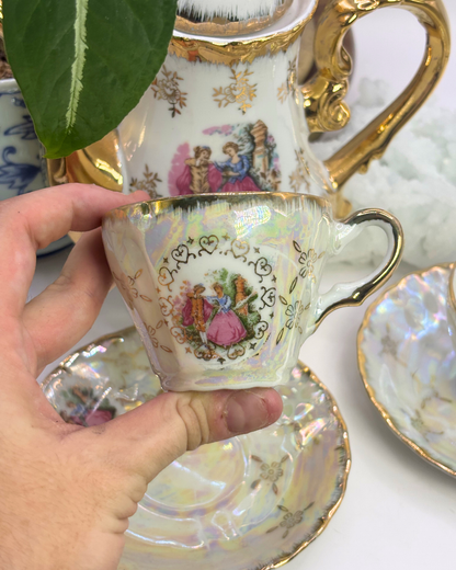 Japanese Wellington Iridescent Love Story Tea Pot & Tea Set